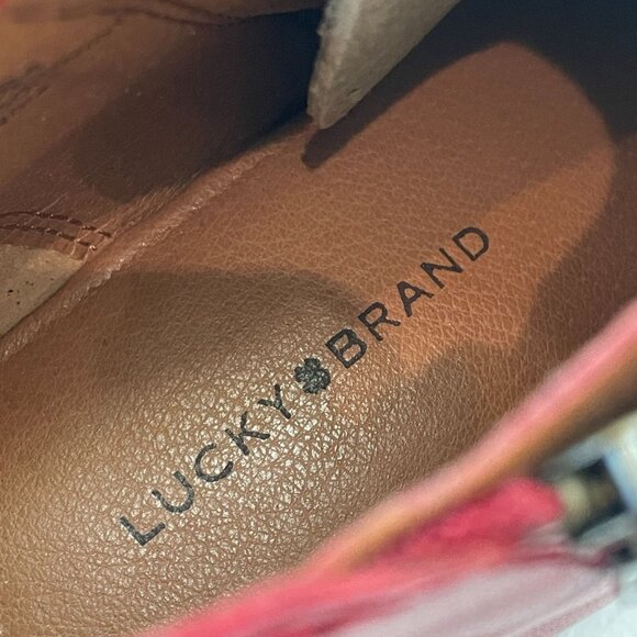 NEW Lucky Brand Womens Size 9M Basel Red Leather Ankle Boots - Picture 4 of 10